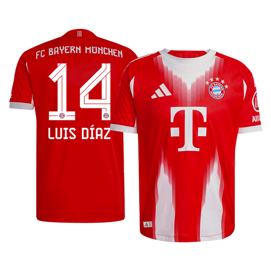 Koszulka piłkarska w wersji zawodniczej Bayern Monachium 2025/26 domowa LUIS DÍAZ #14 - Kibula