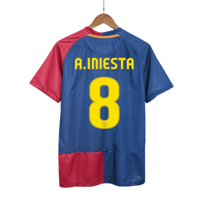 Koszulka piłkarska retro FC Barcelona UCL Final UCL 2008/09 domowa A.INIESTA #8 - Kibula