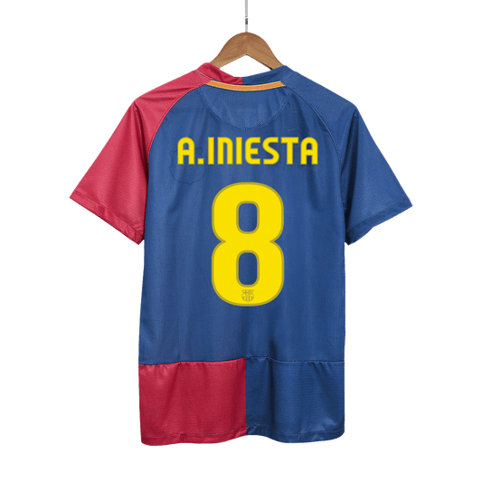 Koszulka piłkarska retro FC Barcelona UCL Final UCL 2008/09 domowa A.INIESTA #8 - Kibula