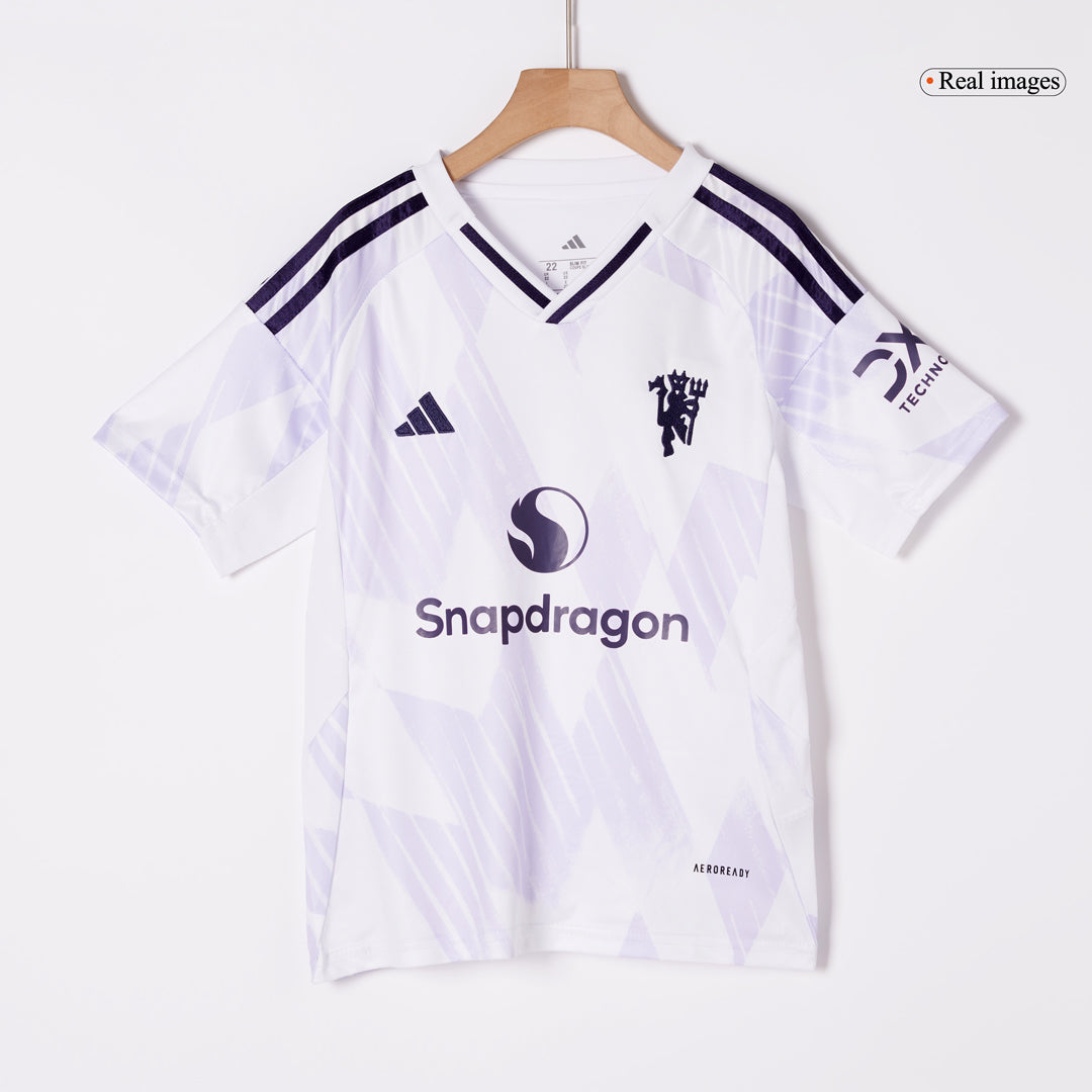 Dziecięcy zestaw piłkarski Manchester United 2025/26 wyjazdowy - Kibula