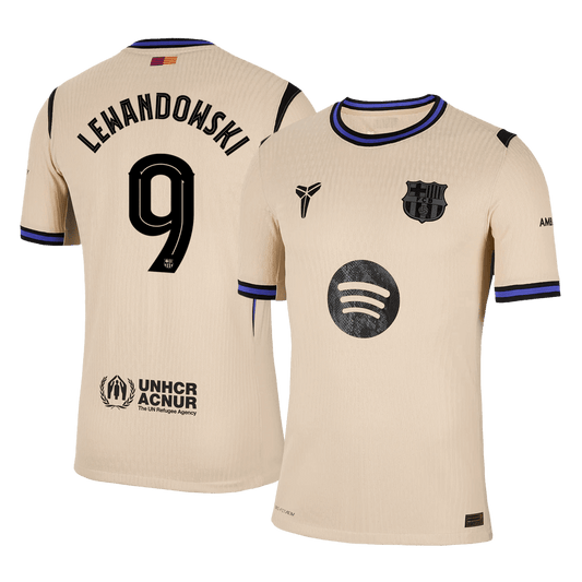 Koszulka piłkarska w wersji zawodniczej FC Barcelona UCL 2025/26 wyjazdowa LEWANDOWSKI #9 - Kibula