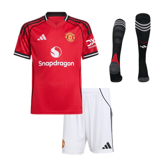 Dziecięcy pełny zestaw piłkarski Manchester United 2025/26 domowy