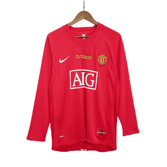 Koszulka piłkarska retro z długim rękawem Manchester United 2007/08 domowa - Kibula