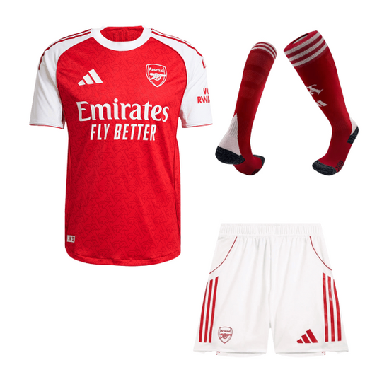Męski pełny zestaw piłkarski w wersji zawodniczej Arsenal 2025/26 domowy - Kibula