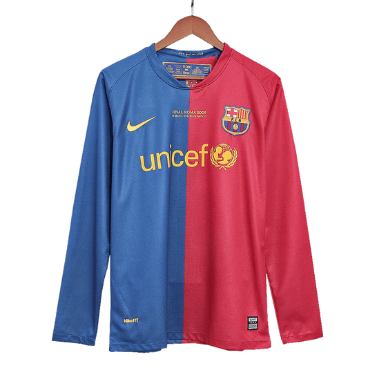 Koszulka piłkarska retro z długim rękawem FC Barcelona UCL Final UCL 2008/09 domowa - Kibula