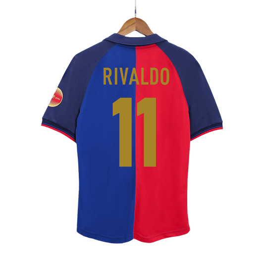 Koszulka piłkarska retro FC Barcelona 1999/00 domowa 100th Anniversary RIVALDO #11 - Kibula
