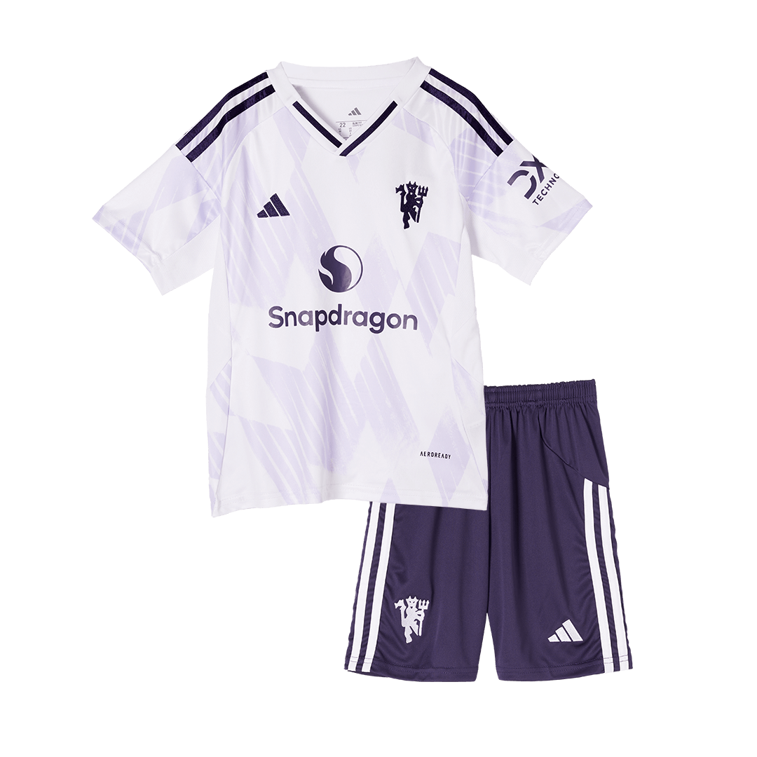 Dziecięcy zestaw piłkarski Manchester United 2025/26 wyjazdowy - Kibula