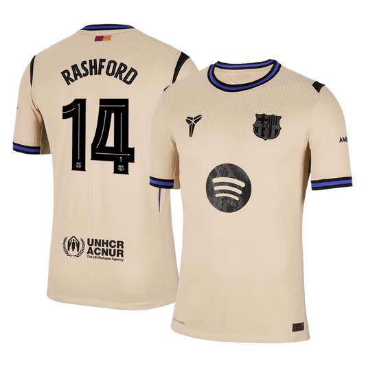 Koszulka piłkarska w wersji zawodniczej FC Barcelona UCL 2025/26 wyjazdowa RASHFORD #14 - Kibula
