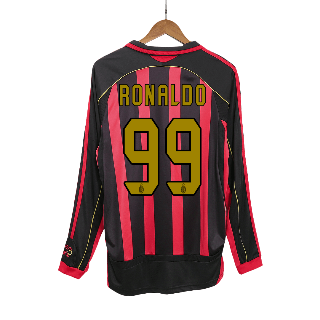 Koszulka piłkarska retro z długim rękawem AC Milan 2006/07 domowa RONALDO #99 - Kibula
