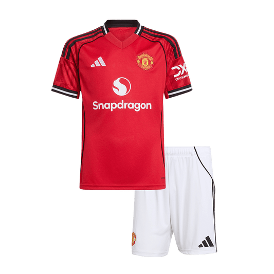 Dziecięcy zestaw piłkarski Manchester United 2025/26 domowy - Kibula