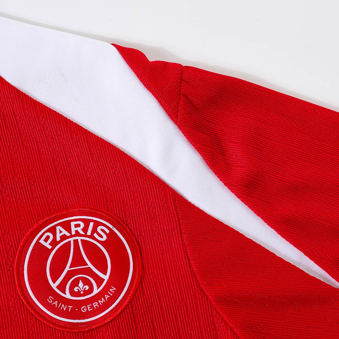Męski dres treningowy z bluzą rozpinaną PSG 2025/26 czerwony