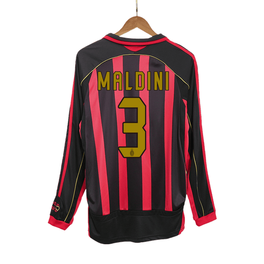 Koszulka piłkarska retro z długim rękawem AC Milan 2006/07 domowa MALDINI #3 - Kibula