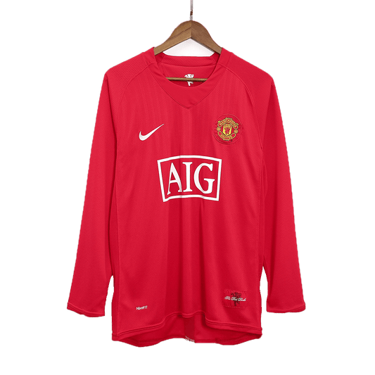 Koszulka piłkarska retro z długim rękawem Manchester United 2007/08 domowa - Kibula