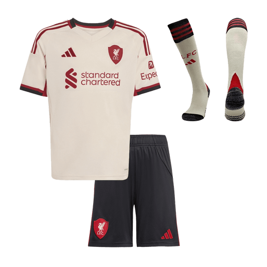 Dziecięcy pełny zestaw piłkarski Liverpool 2025/26 wyjazdowy