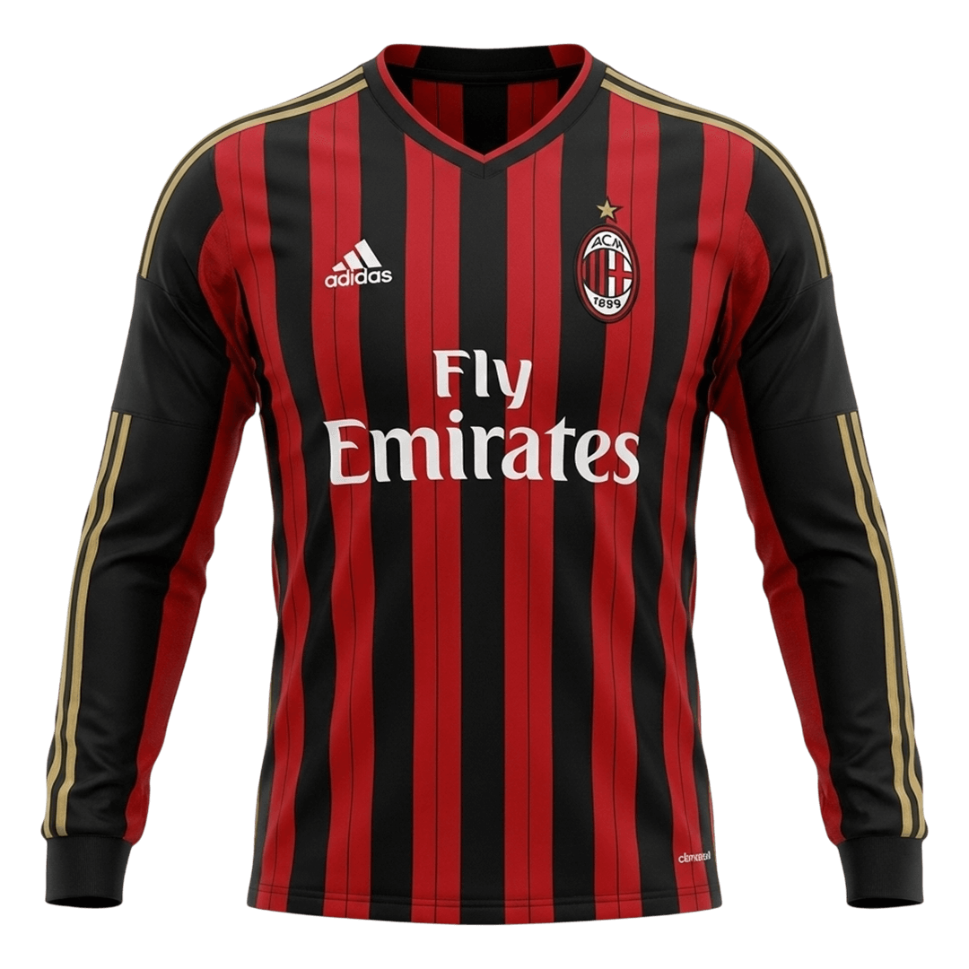 Koszulka piłkarska retro z długim rękawem AC Milan 2013/14 domowa - Kibula