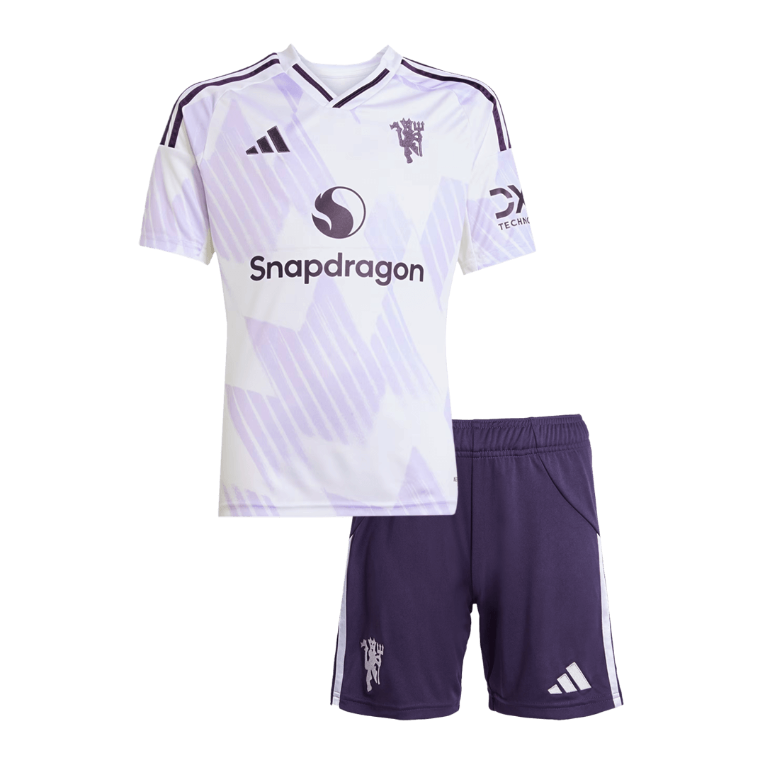 Dziecięcy zestaw piłkarski Manchester United 2025/26 wyjazdowy - Kibula