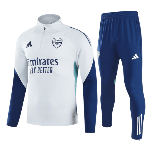 Męski dres treningowy z bluzą rozpinaną Arsenal 2025/26 biały - Kibula