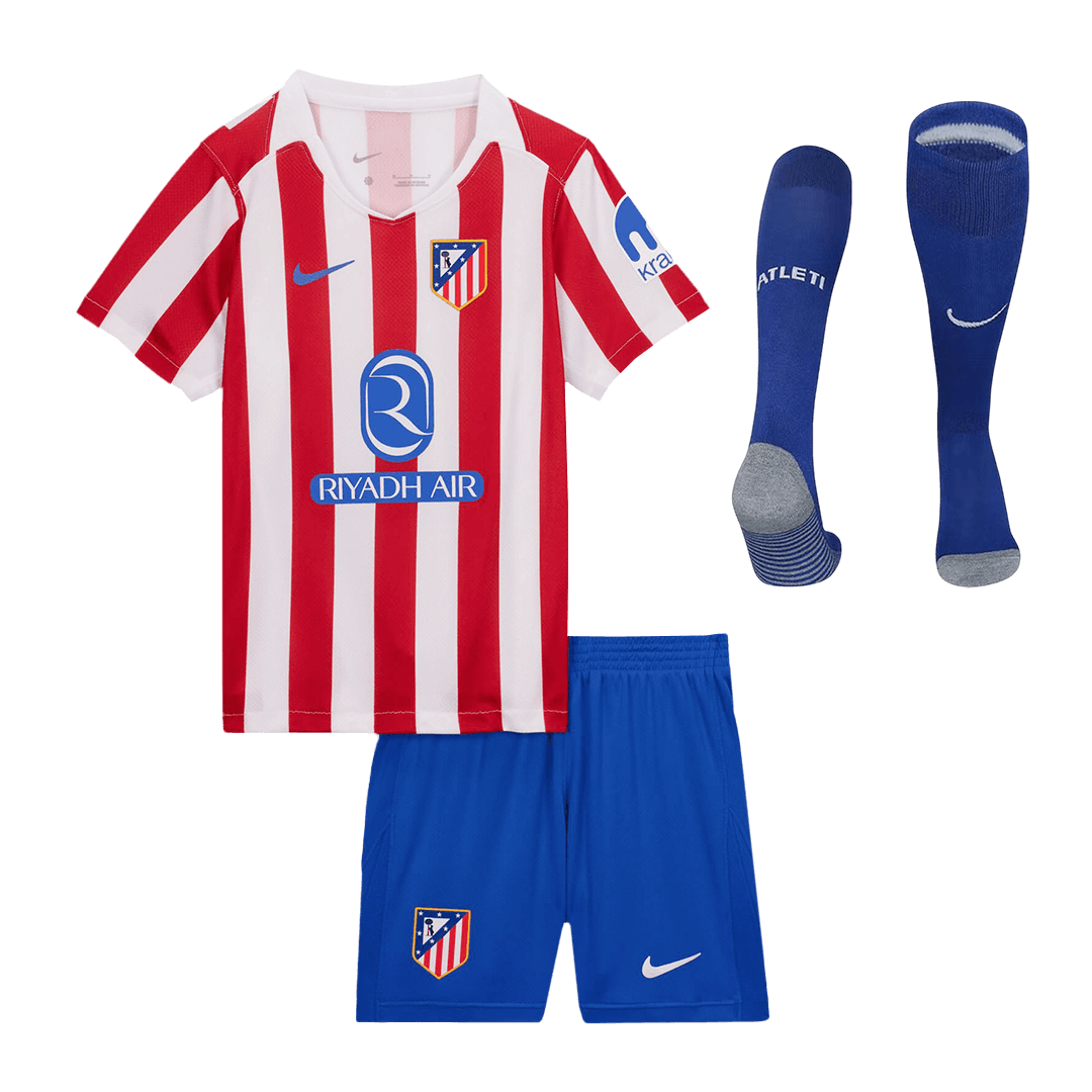 Dziecięcy pełny zestaw piłkarski Atlético Madryt 2025/26 domowy