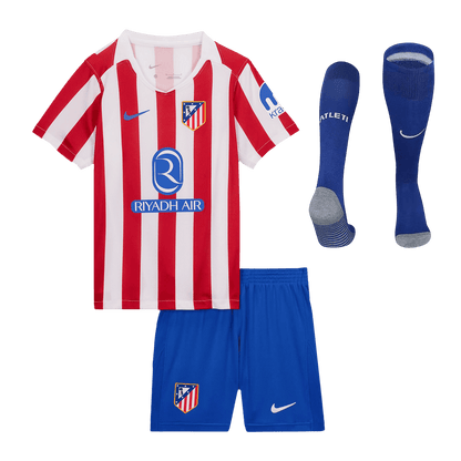 Dziecięcy pełny zestaw piłkarski Atlético Madryt 2025/26 domowy