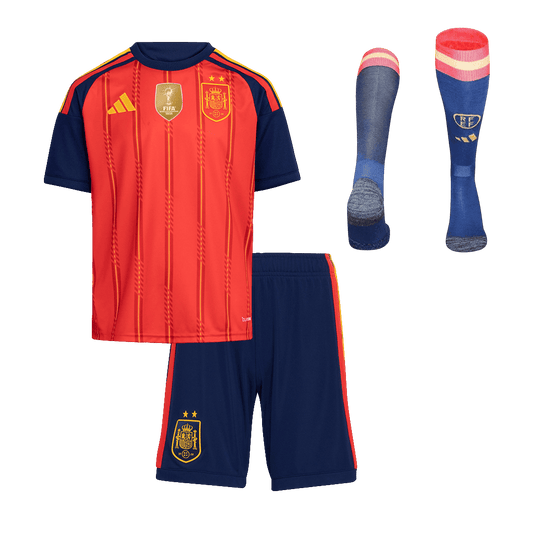 Dziecięcy pełny zestaw piłkarski Hiszpania Mundial 2026 domowy Champion Edition