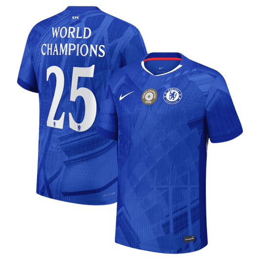 Koszulka piłkarska w wersji zawodniczej Chelsea 2025/26 domowa CHAMPIONS with chest badge WORLD CHAMPIONS #25 - Kibula