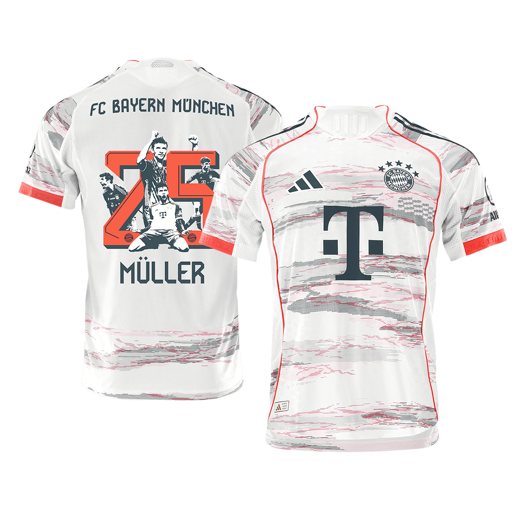 Koszulka piłkarska w wersji zawodniczej Bayern Monachium 2025/26 wyjazdowa MÜLLER Special #25 - Kibula