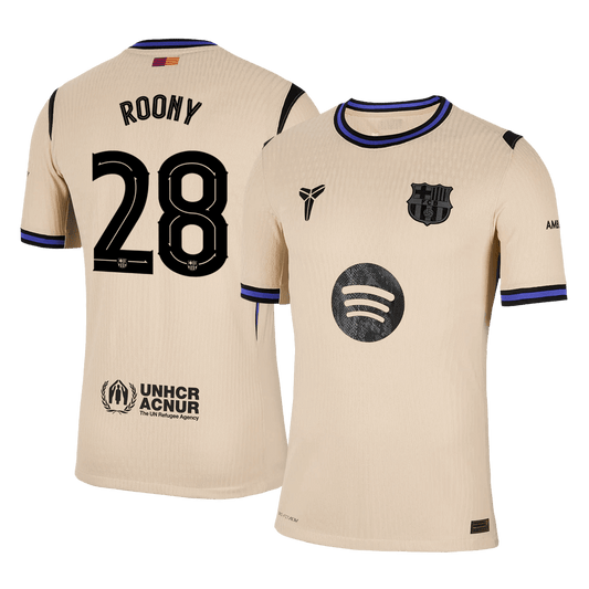 Koszulka piłkarska w wersji zawodniczej FC Barcelona UCL 2025/26 wyjazdowa ROONY #28 - Kibula