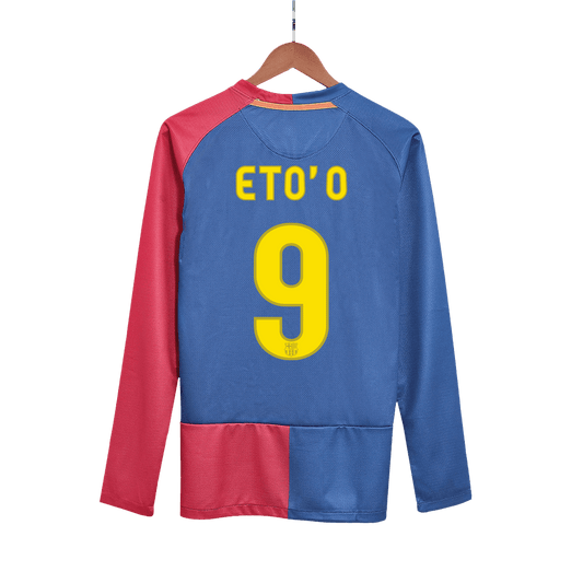 Koszulka piłkarska retro z długim rękawem FC Barcelona UCL Final UCL 2008/09 domowa ETO'O #9 - Kibula
