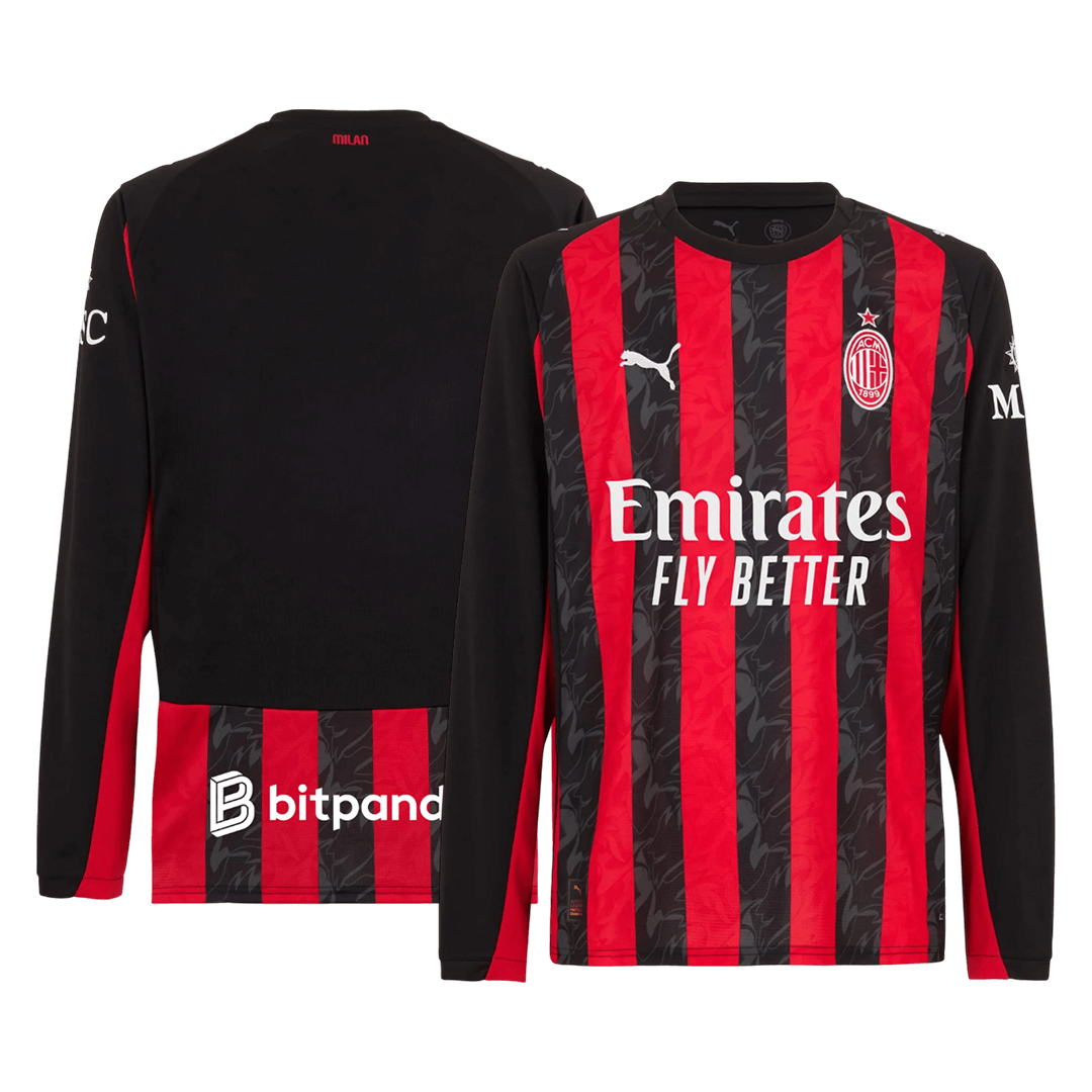 Koszulka piłkarska z długim rękawem AC Milan 2025/26 domowa - Kibula